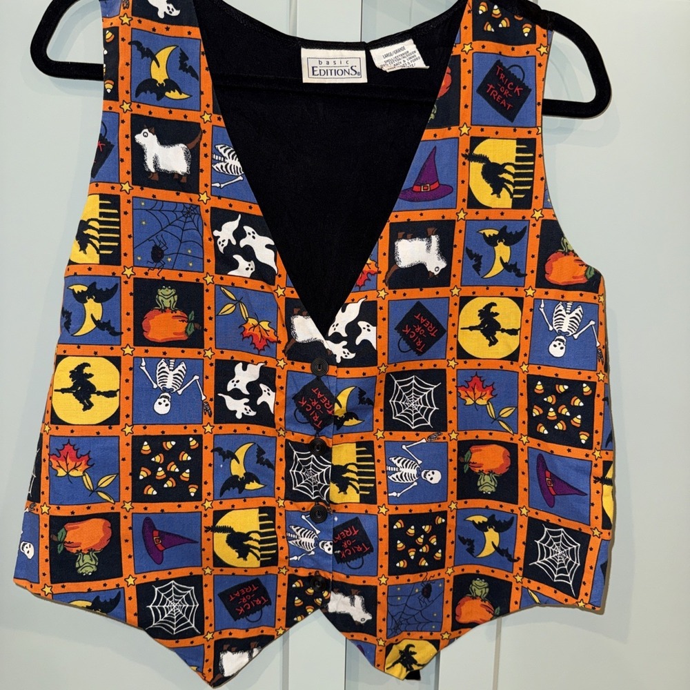 Vintage Spooky Basic Editions Women's Vest Halloween Large Y2K 90's